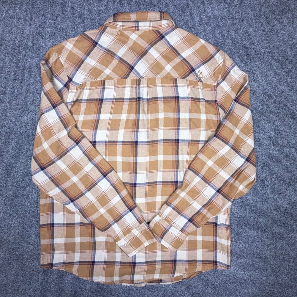 Alpine Design Mens Plaid Flannel Shirt Tan Cream Navy Button Down Large - Picture 2 of 8